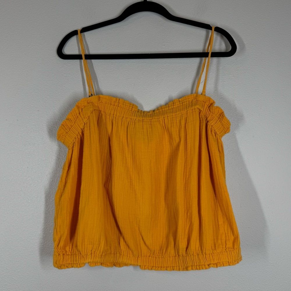 Anthropologie April Gauzy Tank Top Gold Boho Beachy Colorful Women’s Size XL